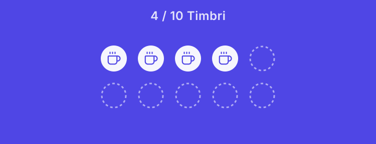 Tessera Classico nei colori Indaco, normale: 4 timbri su 10