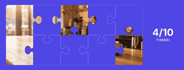 Tessera stile Puzzle con la foto del locale, normale: 4 timbri su 10